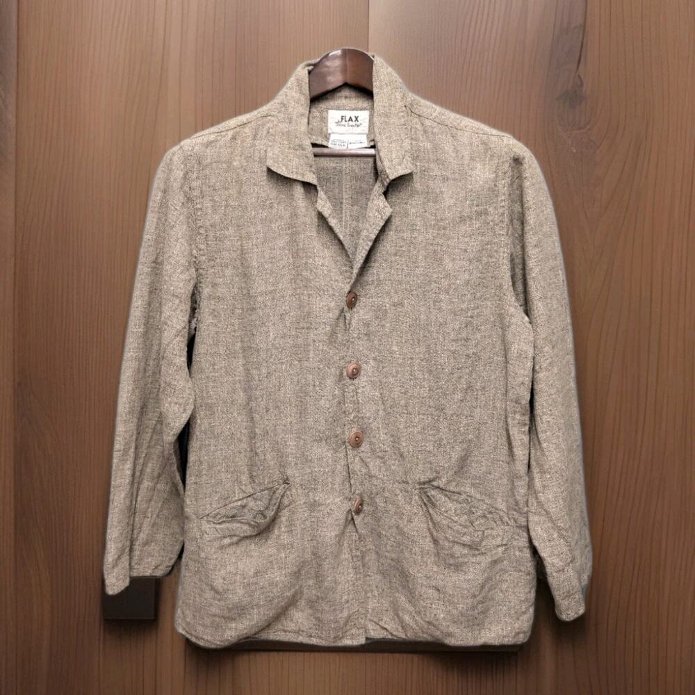 Flax Engelhart Size Small Brown Jacket Blazer 100% Linen Oversized Boxy